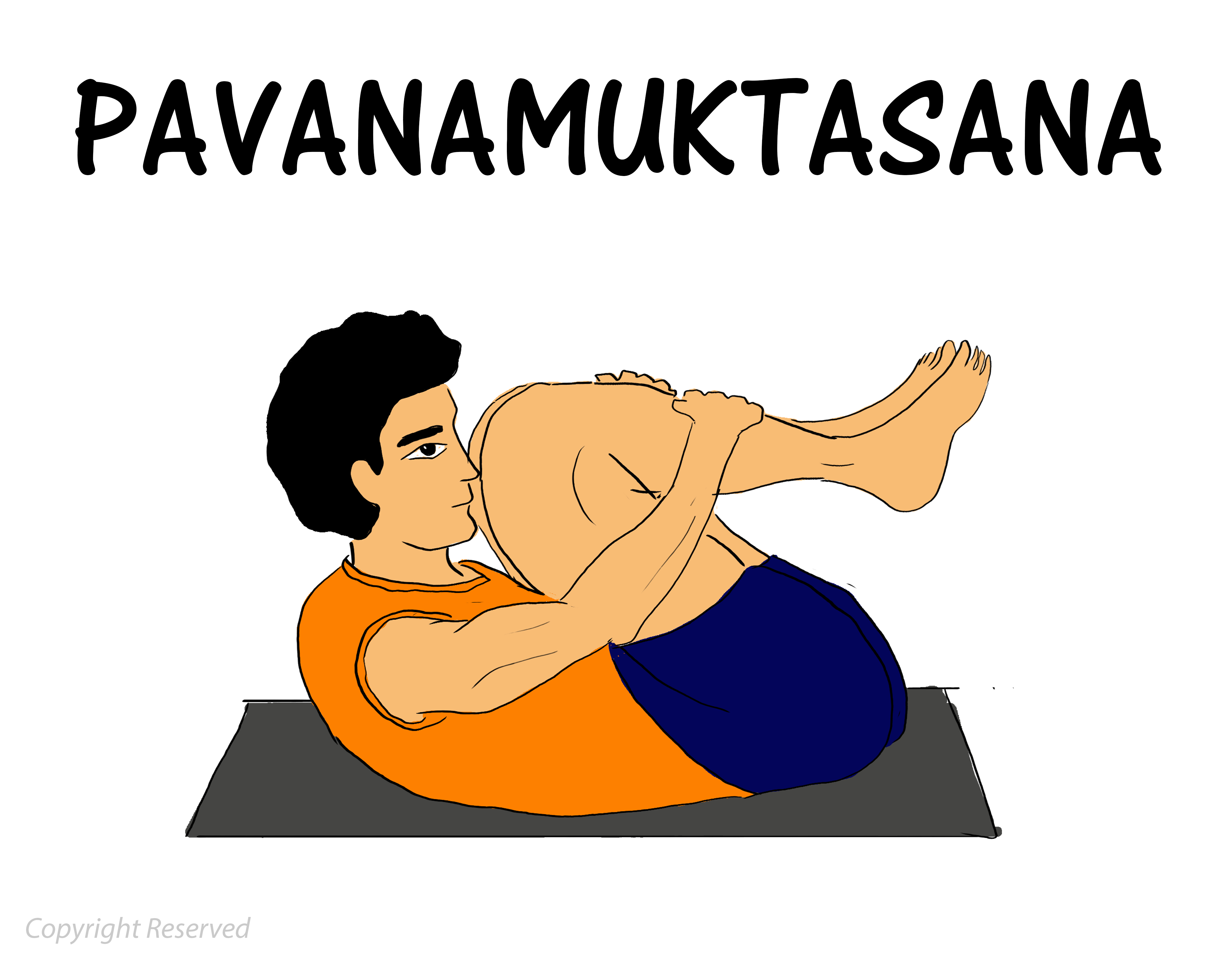 Wind-relieving pose yoga workout pavanamuktasana Vector Image