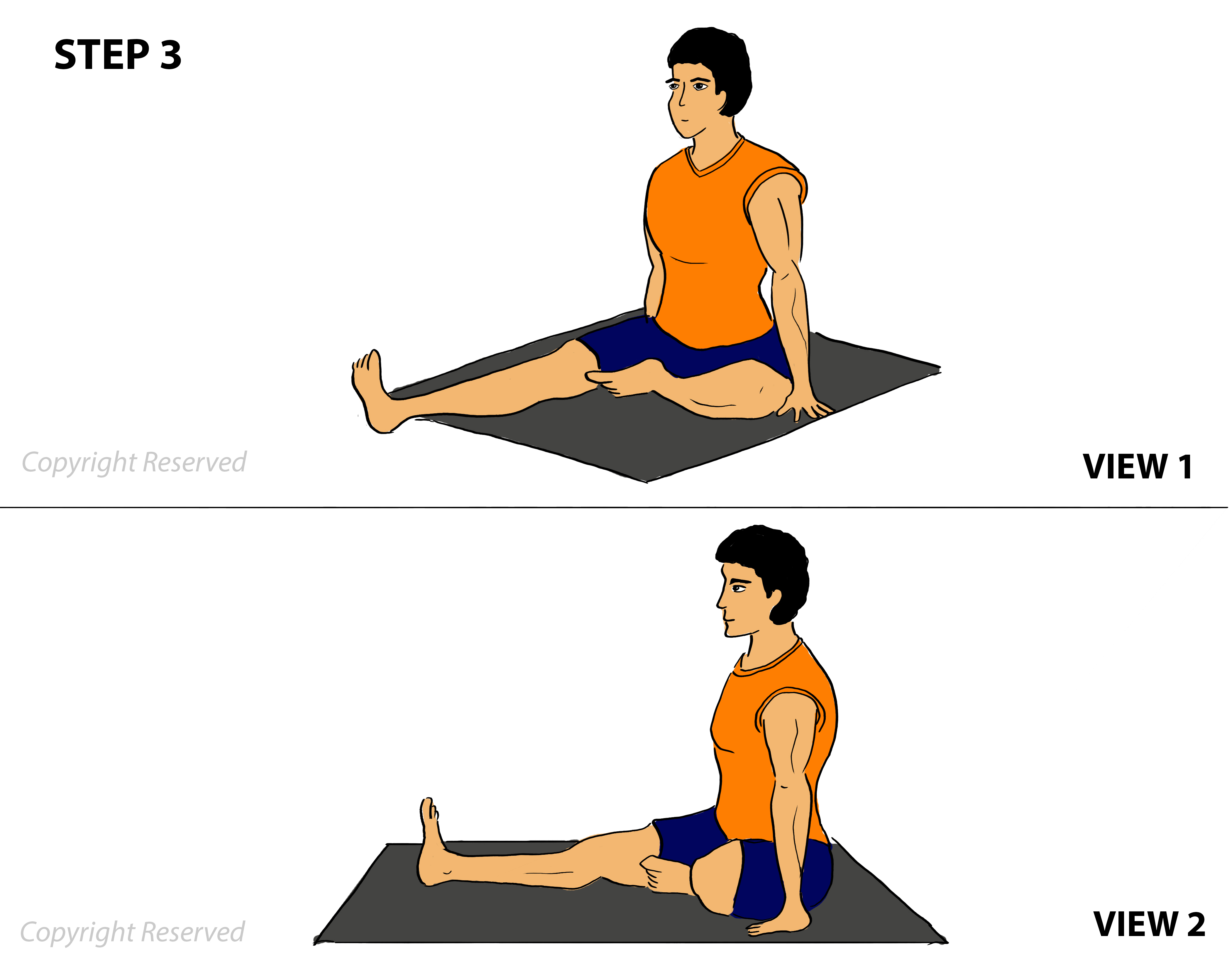 Head to Knee Janu Sirsasana Yoga Pose (male)